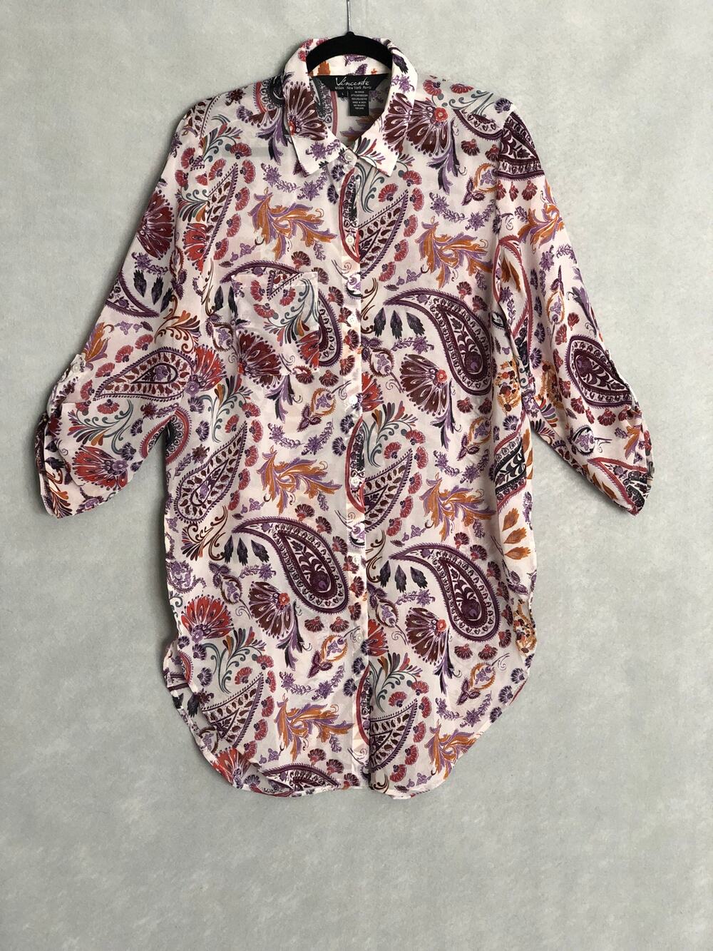 Vincente' Paisley Tunic Floral Women's Large
